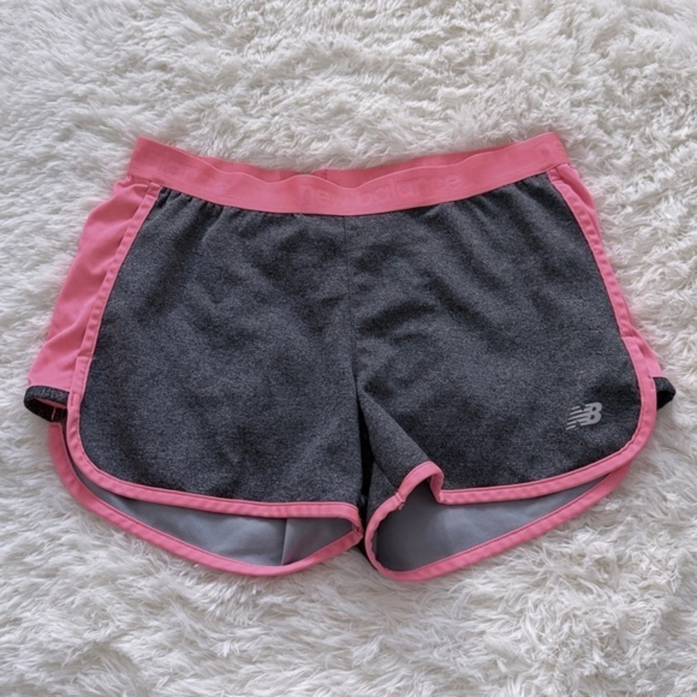 New Balance Women's Charcoal and Pink Sports Shorts